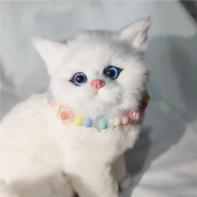 Colorful Pet Jewelry Cat Collar Cute Dog Necklace Pet Pearl Collar Flower Shape Dog Grooming Accessories