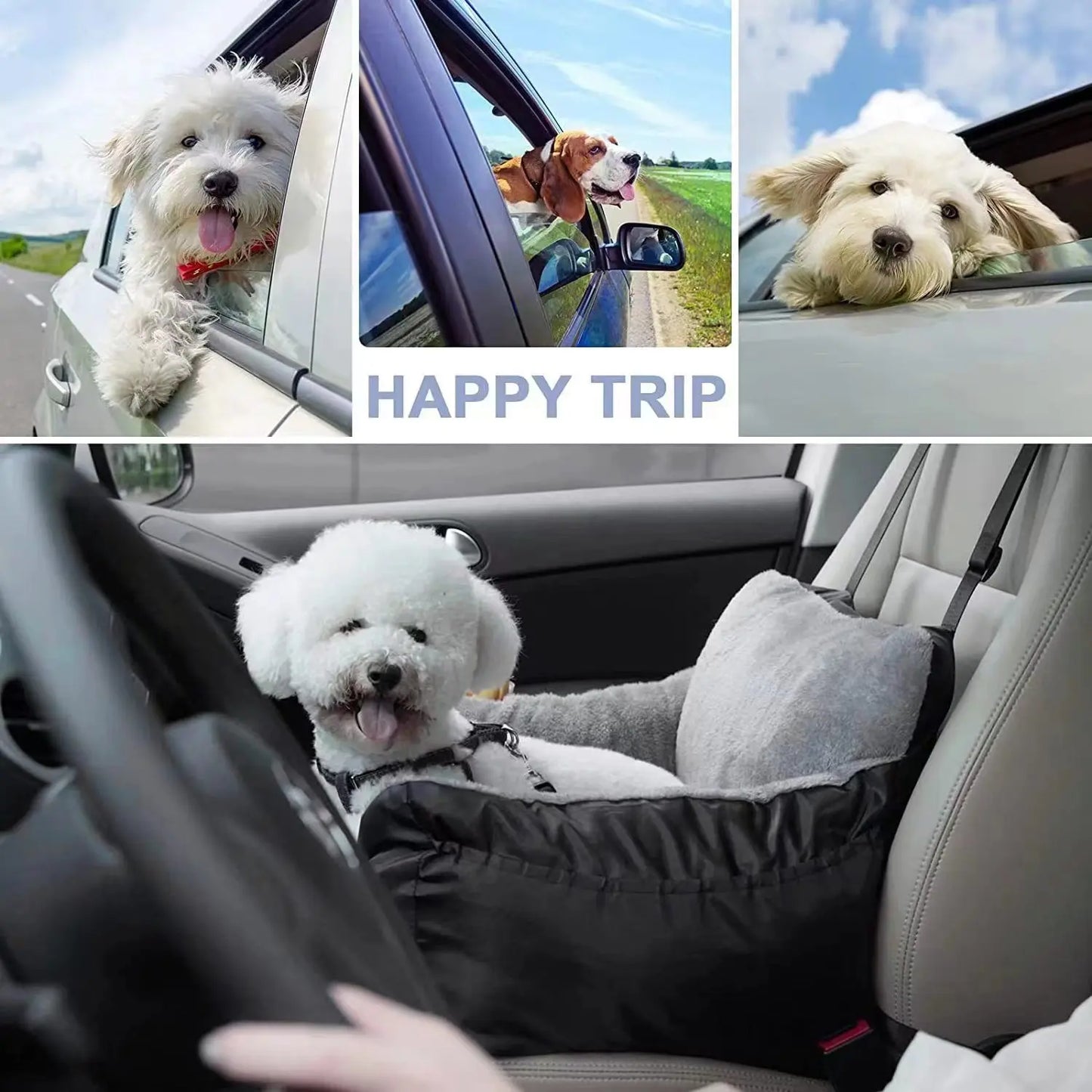 Pet Car Seat for Large Medium Dogs Washable Dog Booster Pet Car Seat Detachable Dog Bed for Car Back Seat Pet Travel Carrier Bed