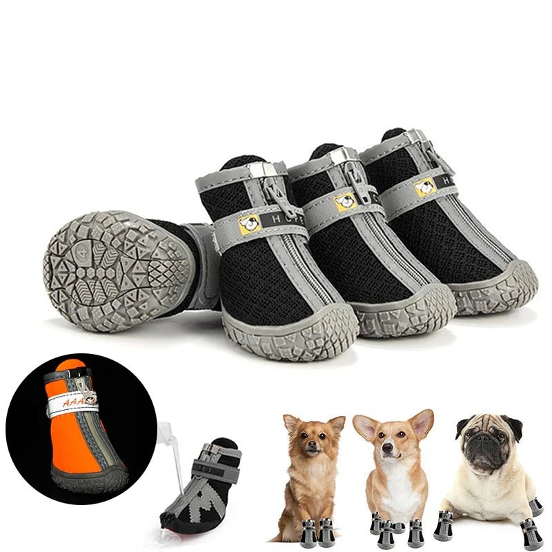 4pcs/set Waterproof Pet Dog Shoes Antiskid Puppy Rain Shoes Chihuahua Walking Boots Breathable Cat Socks Pet Paw Accessories