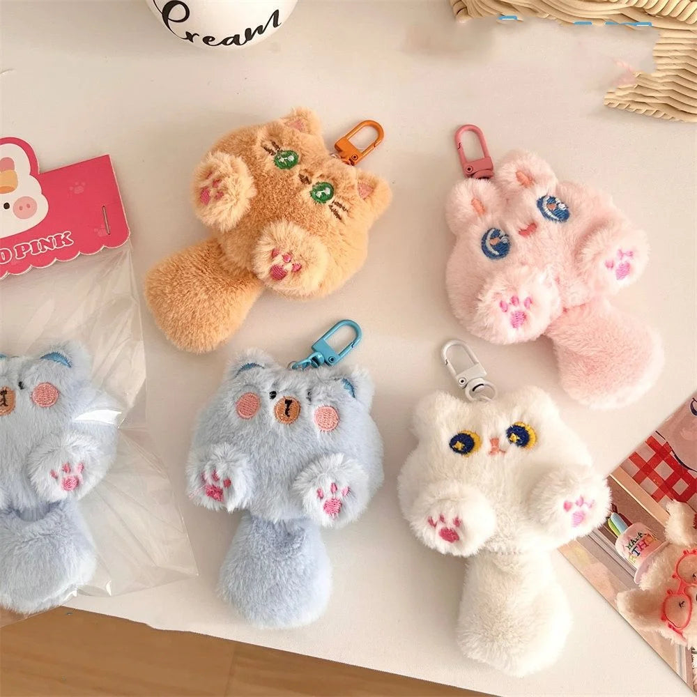 Bag Hanging Soft Cute Cat Plush Keychain Cartoon Stuffed Rabbit Doll Keyring Funny Lovely Animal Pendant with Tail Kids