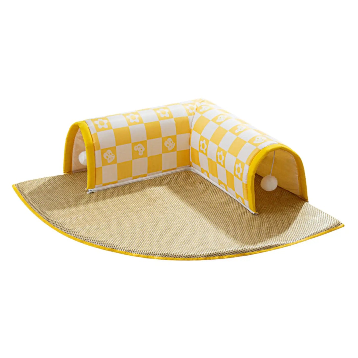 Cat Tunnel and Bed Toy Set Hideout Interactive Toy Foldable Soft Cats Tunnel Tubes Toys for Dogs Outdoor Indoor Hamster Ferrets