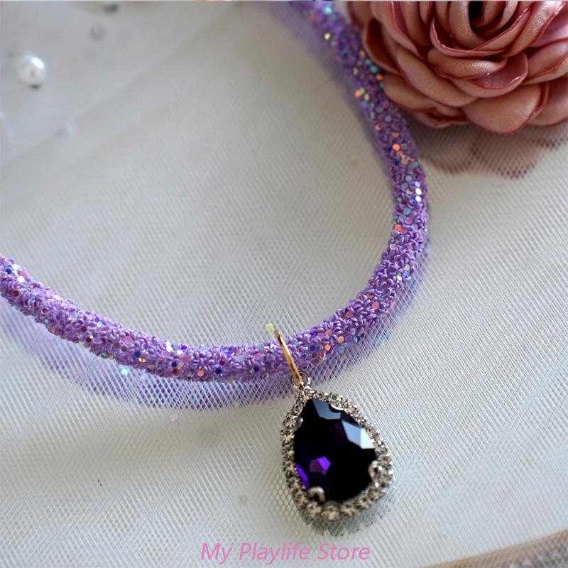 Luxury Dog Cat Collar Sparkling Crystal Collar Gem Pendant Adjustable Crystal Necklace Water Drop Rhinestones Pet Accessories