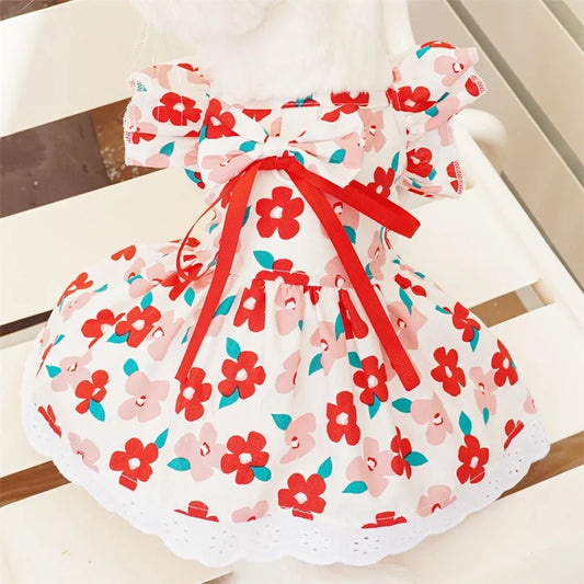 Sweet Princess Style Dog Dresses Bowknot Dog Skirt Puppy Clothing Fashion Cat Princess Dress Pet Outfits Chihuahua Skirt