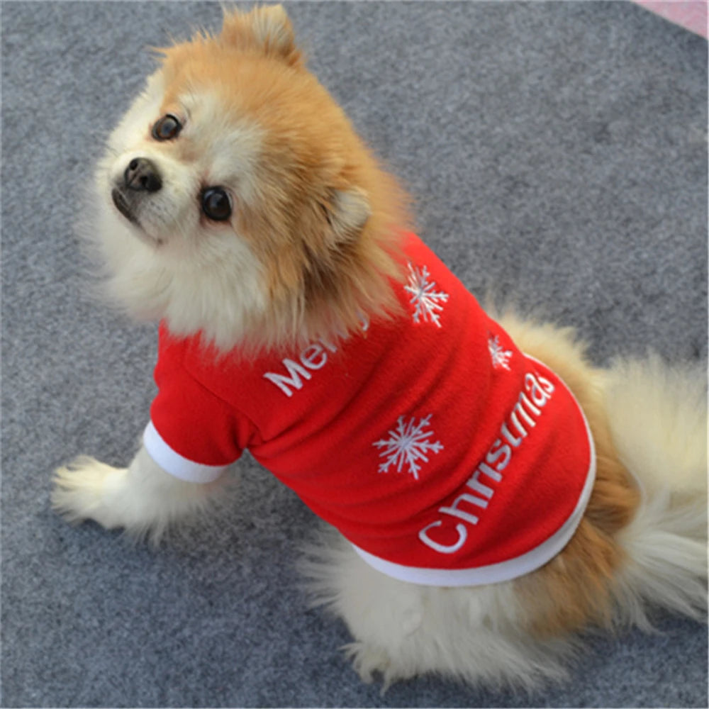 Christmas Costume Pet Dog Clothes Warm Polar Fleece Xmas Dog Clothing Cute Cat Puppy Round Neck Fleece Pullover Vest Winter Coat