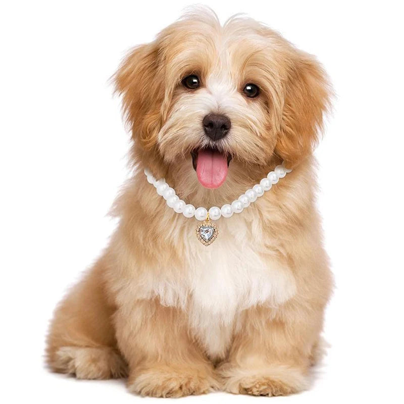 Fashion Pet Dog Pearl Adjustable Collar Exquisite Cat Jewelry Princess Gem Necklace Sweet Puppy Collar Pet Accessories Gifts