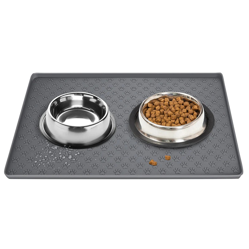 Waterproof Pet Placemat Dog Cat Food Mat Dog Feeding Mat Cat Dog Drinking Feeding Placemat Silicone Pet Bowl Pad Feeder Mats