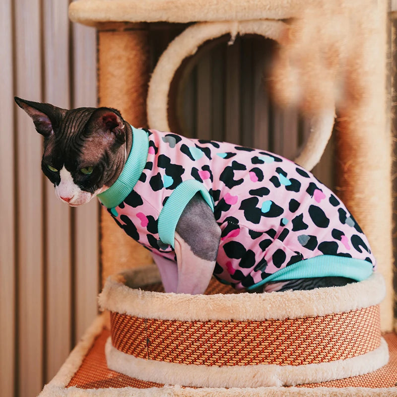 Cat Clothes Dog Kittens Cotton Shirt in Leopard Printing Coat for Pet  Vest Cute Pajamas Outwear