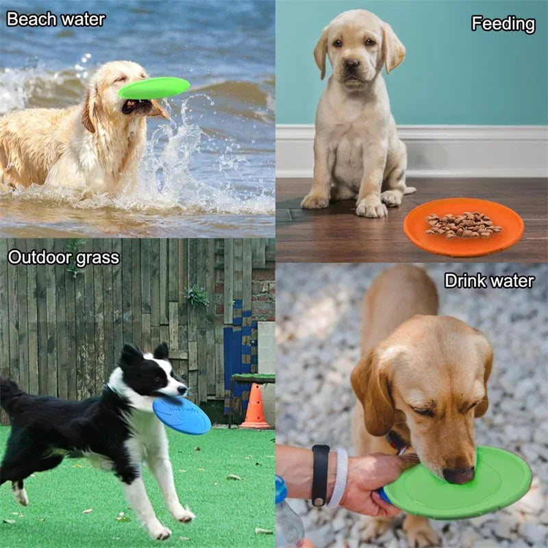 15/18/22cm Pet Dog Flying Disk Toy Silicone Dog Toy Dog Game Flying Discs Resistant Chew Puppy Training Interactive Pet Supplies