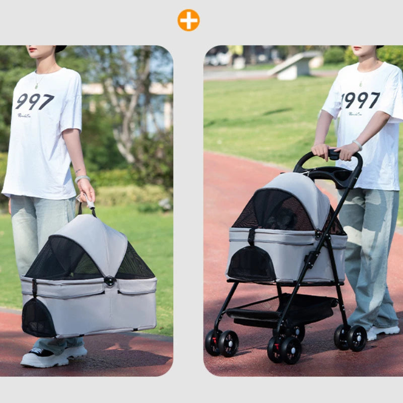 Pet Stroller Dog Stroller Detachable Handheld Dog Stroller Foldable Dog Stroller for Pet Puppy Conveyors Traveling and Camping