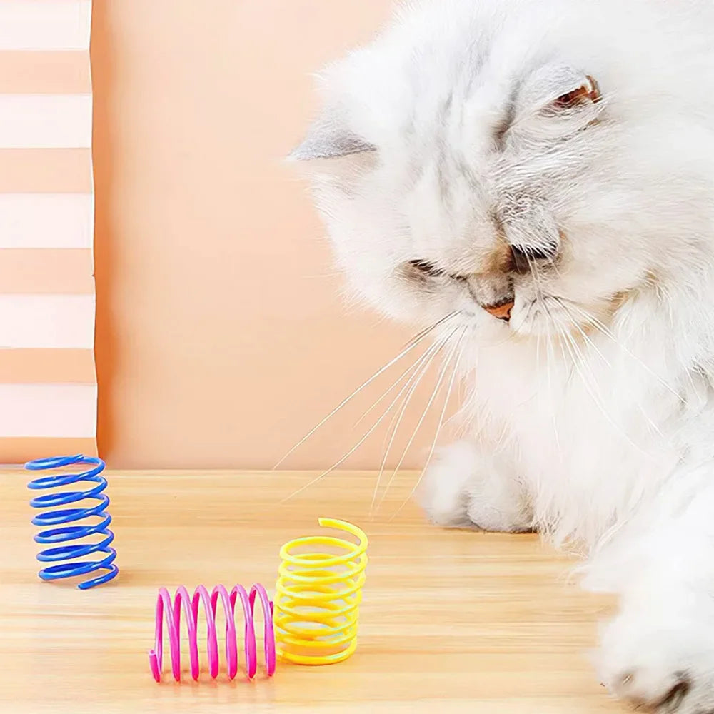 4/8pcs Pet Toys Colorful Cat Coil Toy Durable Plastic Spiral Spring Cat Toy Interactive Toy Activity Cats Hunting Exercise