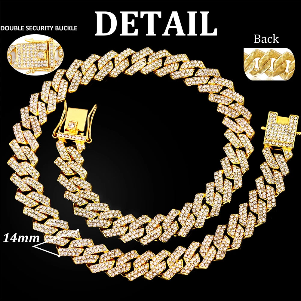 Dog Chain Diamond Cuban Link Chain With Design Secure Buckle Pet Cat Dogs Collar Necklaces Pet Items Accessories