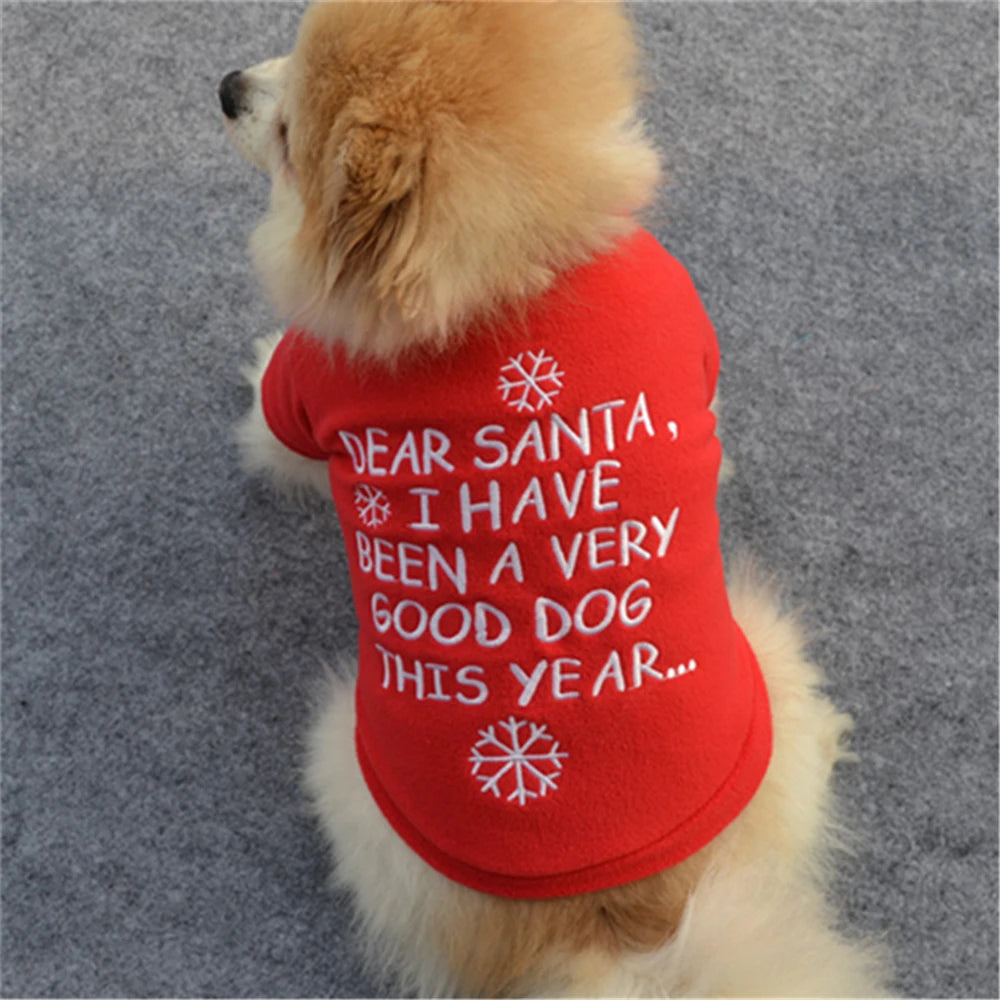 Christmas Costume Pet Dog Clothes Warm Polar Fleece Xmas Dog Clothing Cute Cat Puppy Round Neck Fleece Pullover Vest Winter Coat