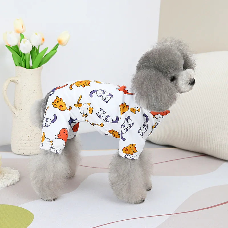 Cute Small Dogs Pajamas For Pet Dogs Cat Clothes Puppy Jumpsuit For Dog Coat For Chihuahua Pomeranian Dogs Print Clothing Shirt