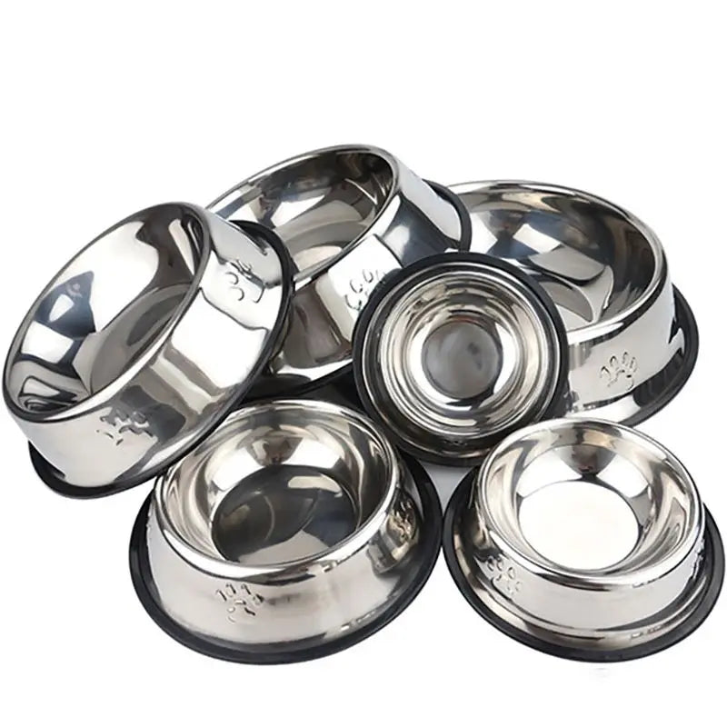 6 Size Stainless Steel Dog Bowl For Dish Water Dog Food Bowl Pet Puppy Cat Pet Bowl Feeder Feeding Dog Water Bowl For Dogs Cats