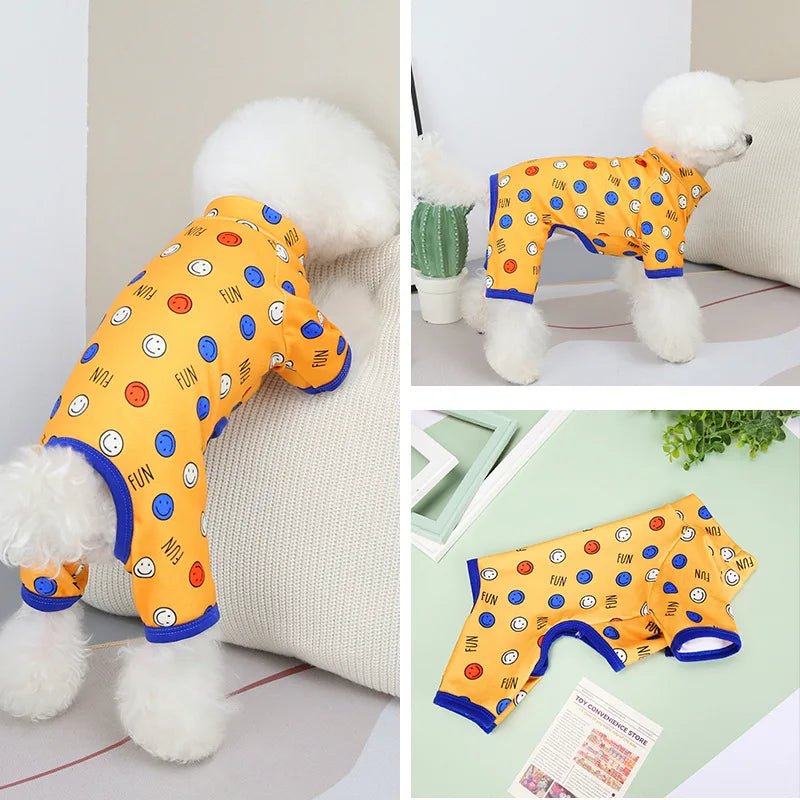 Cute Small Dogs Pajamas For Pet Dogs Cat Clothes Puppy Jumpsuit For Dog Coat For Chihuahua Pomeranian Dogs Print Clothing Shirt