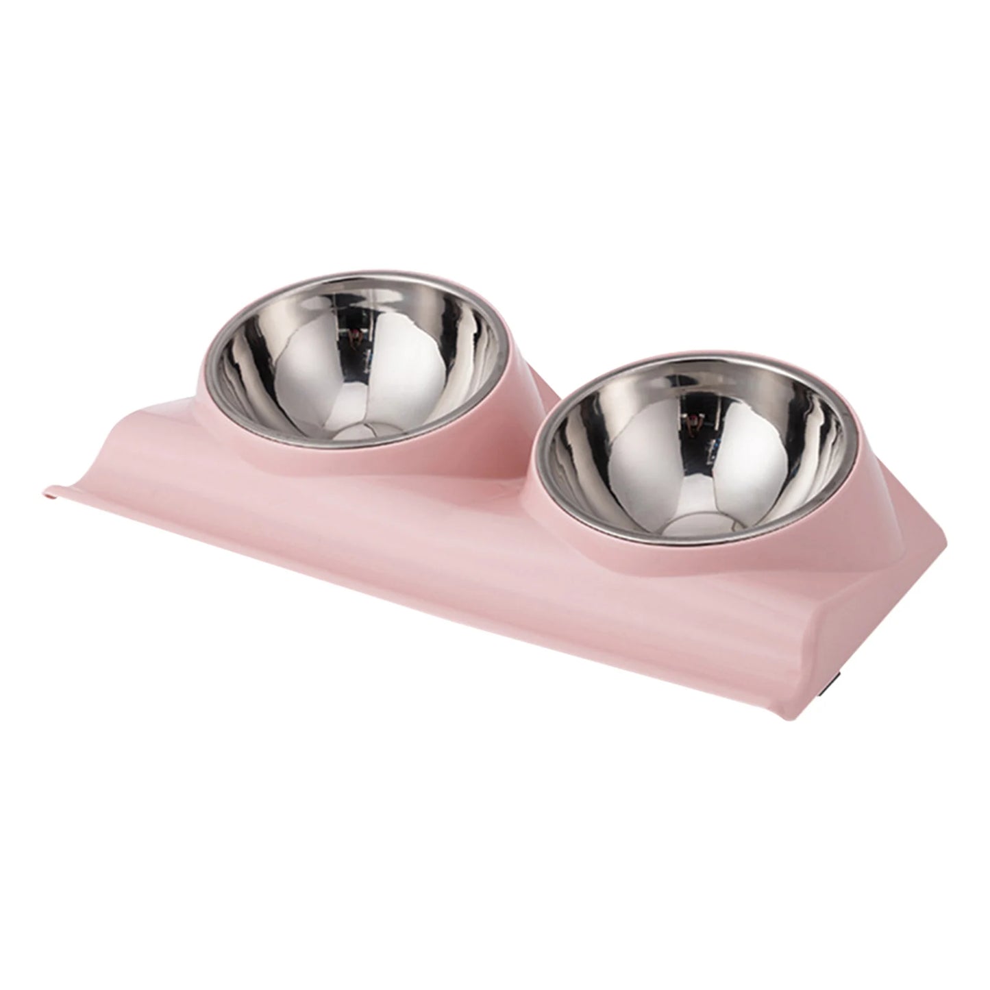 15 Degree Tilted Non Slip Food Water Cat Pet Supplies Stainless Steel With Raised Stand Home Puppy Double Dog Bowl Feeder