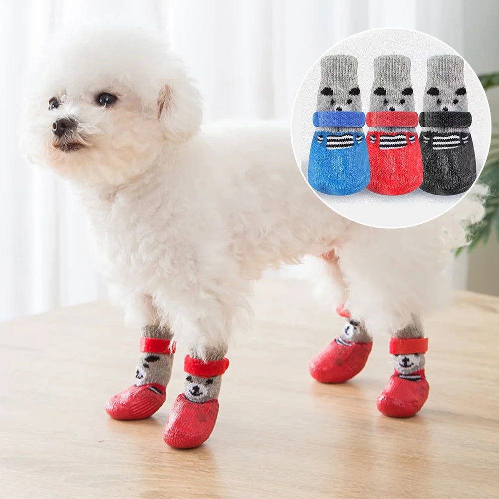 Dog Socks Warm Knit Socks for Cats and Dogs Waterproof Cat Shoes Scratch-proof Foot Covers Anti Scald Feet Pet Socks Teddy