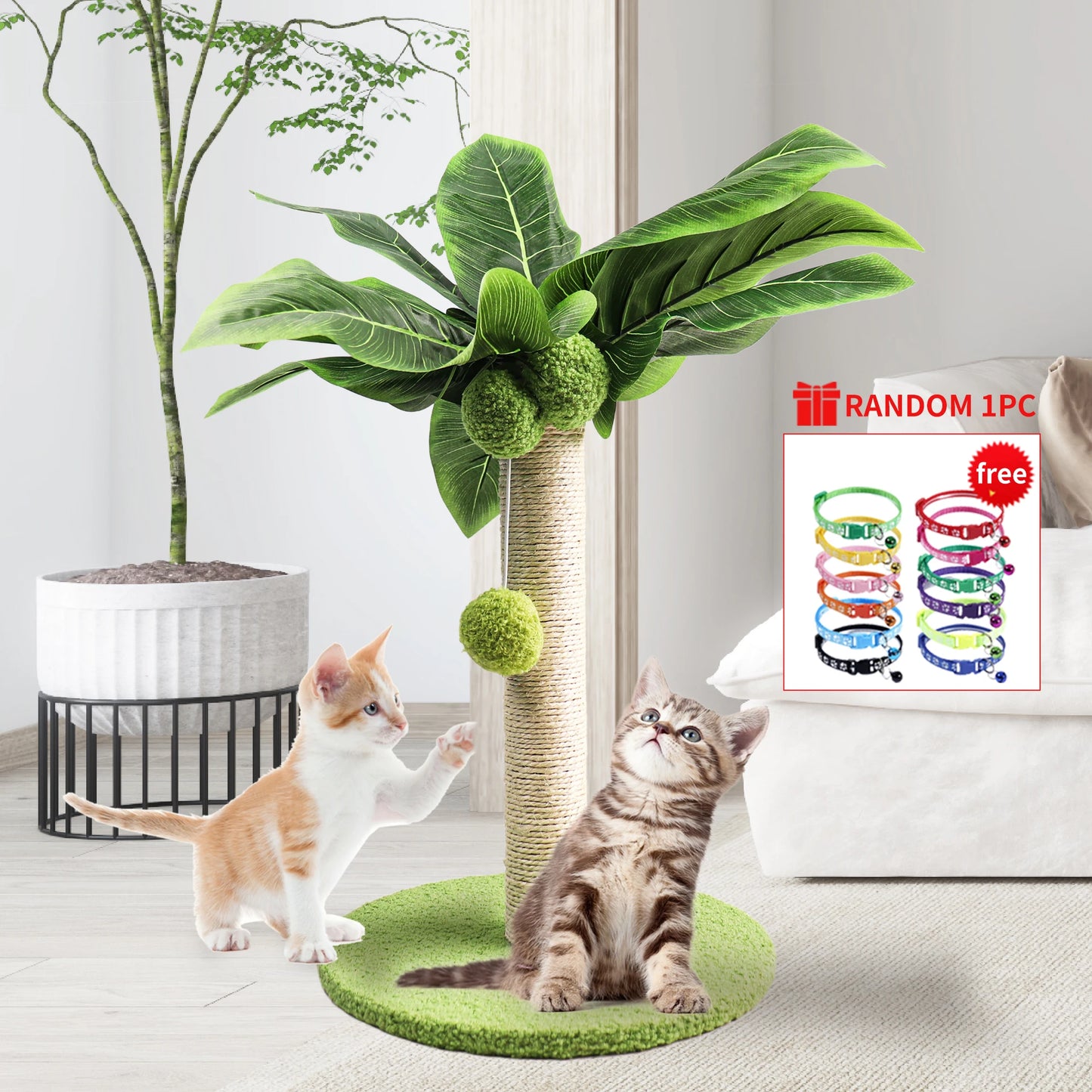 Cat Scratching Post for Kitten Cute Green Leaves Cat Scratching Posts with Sisal Rope Indoor Cats Posts Cat Tree Pet Products