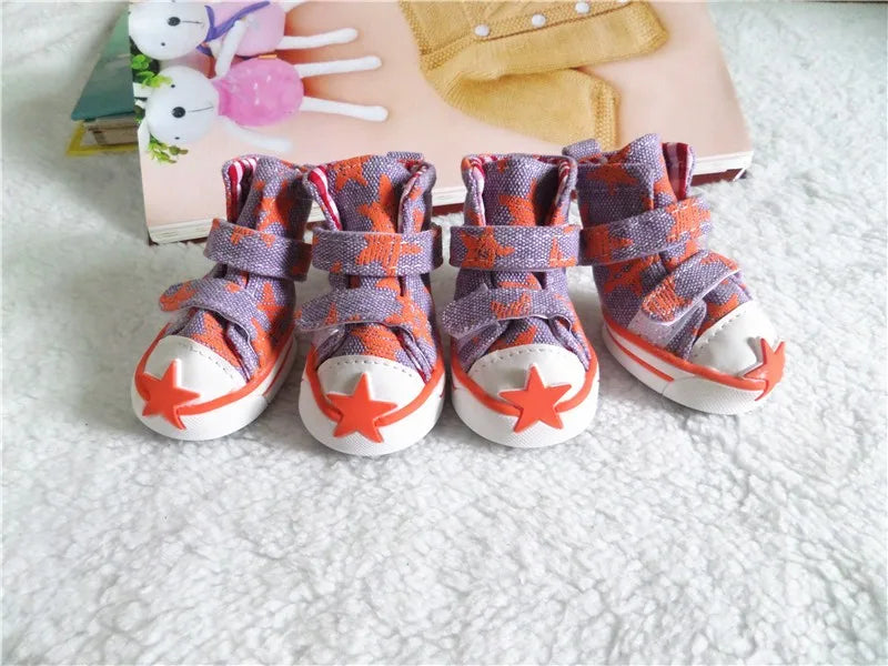 Hot sale pet dog shoes cute stars puppy boot outdoor Casual canvas Sneakers Teddy small dogs shoes ZL248