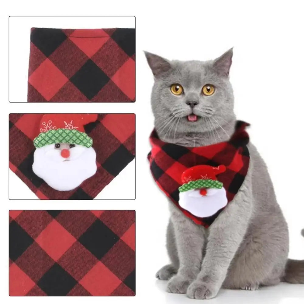 New Christmas Dogs Scarf Cartoon Gift Cat Triangle Towel Decoration Holiday Puppy Bandanas