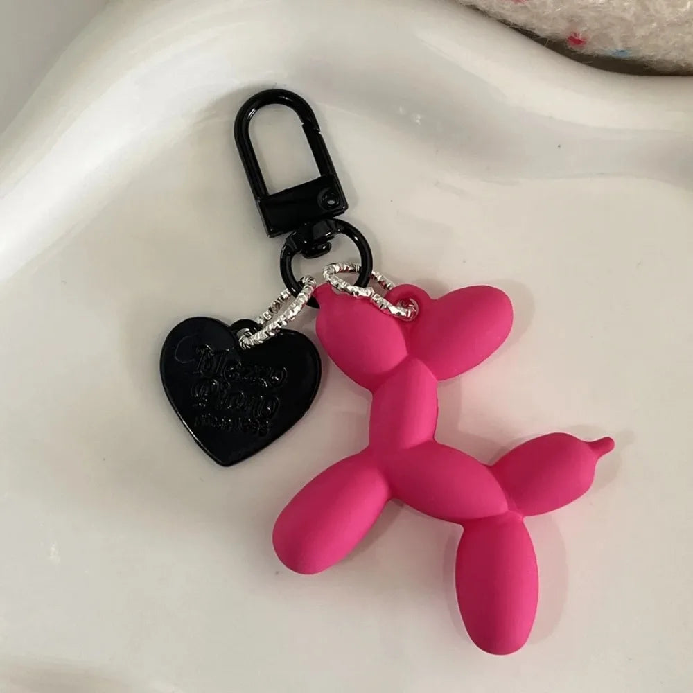 Fashion Keychain Punk Balloon Dog Soft Rubber Dog Keychains for Women Bag Pendant Jewelry Trinket Men's Car Key Ring Key Chain