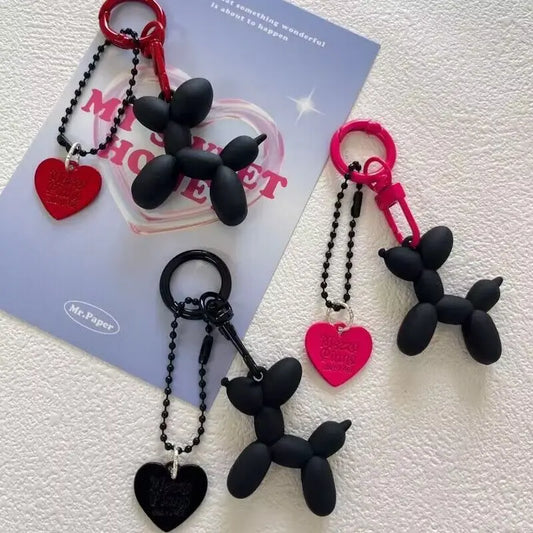 Fashion Keychain Punk Balloon Dog Soft Rubber Dog Keychains for Women Bag Pendant Jewelry Trinket Men's Car Key Ring Key Chain