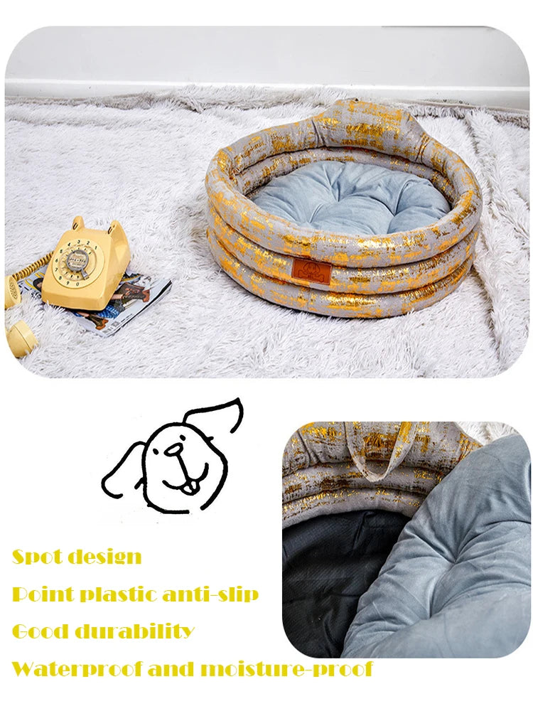 Hot Selling Products Round Dog Mat Warm Comfortable Pet Bed Foil Stamping Cat Mat Luxury Dog Sofa Warm Kennel Pet Mat