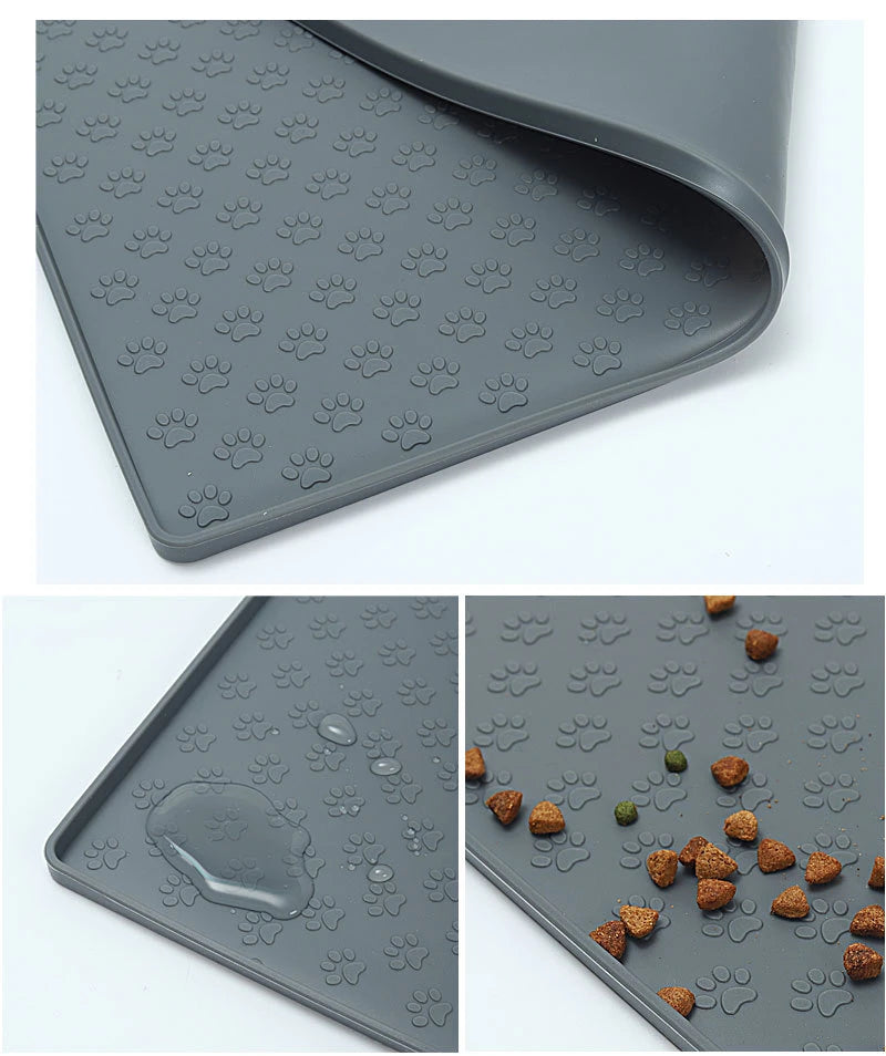 Waterproof Pet Placemat Dog Cat Food Mat Dog Feeding Mat Cat Dog Drinking Feeding Placemat Silicone Pet Bowl Pad Feeder Mats