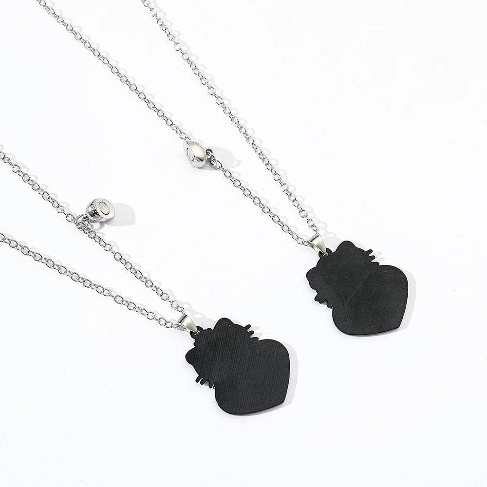 2pcs Hello Kitty Couple Pendant Necklace I Love My Boyfriend Girlfriend Necklace Kawaii Sanrio KT Cat Neck Chains