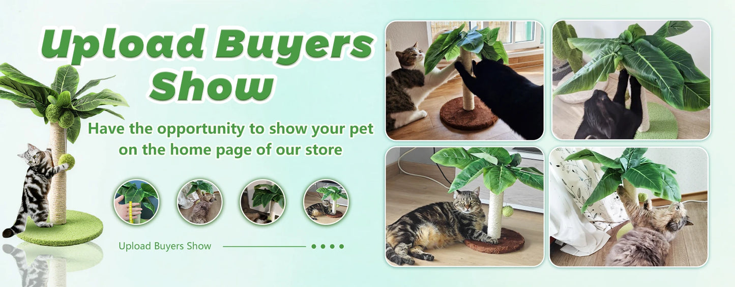 Cat Scratching Post for Kitten Cute Green Leaves Cat Scratching Posts with Sisal Rope Indoor Cats Posts Cat Tree Pet Products