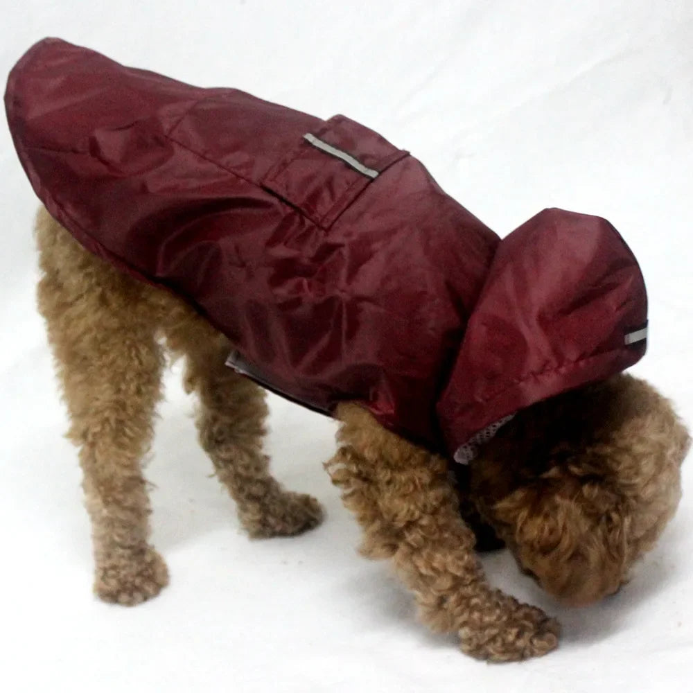 Dog Raincoat Waterproof Hoodie Jacket Rain Poncho Pet Rainwear Clothes with Reflective Stripe Outdoor Dogs Pet Supplies