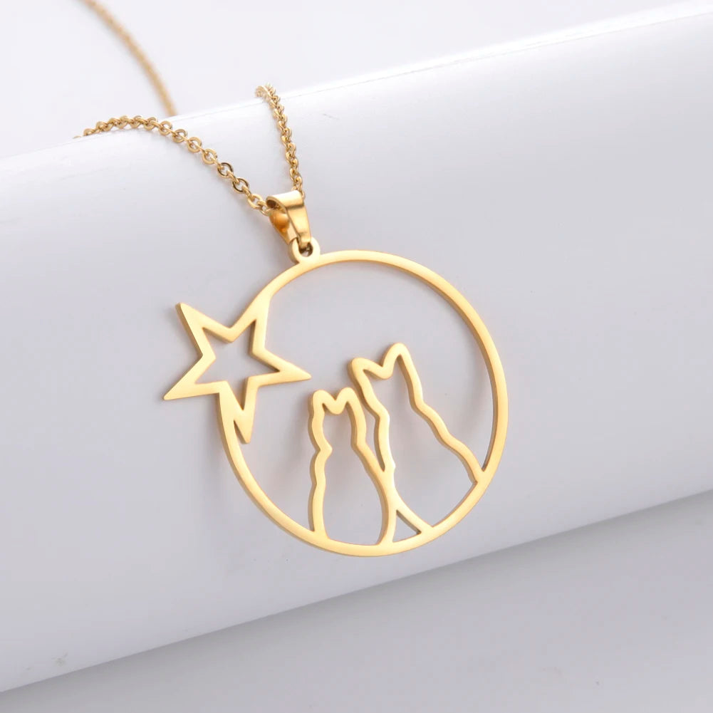 Cazador Cute Animal Cat Pendant Necklace for Women Girls Lovely Paw Choker Neck Chain Stainless Steel Jewelry Birthday Gift 2024