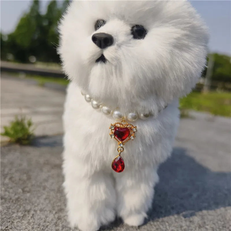 Fashion Pet Pearl Necklace Pet Collar Cat and Dog Jewelry Double Layered Diamond Products for Dog Gift Supplies Accessories