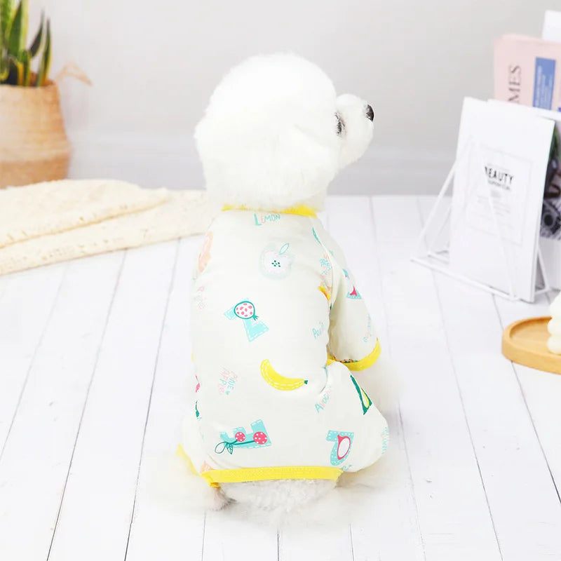 Cute Small Dogs Pajamas For Pet Dogs Cat Clothes Puppy Jumpsuit For Dog Coat For Chihuahua Pomeranian Dogs Print Clothing Shirt