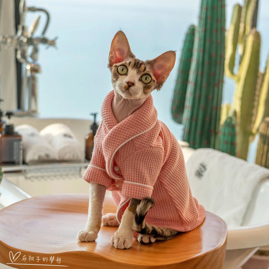 Luxury Cat Pink Pajamas Senior Fabric Cat Coat Pet Sweet Clothing For Cat Devon Rex Soft Loungewear for Kittens