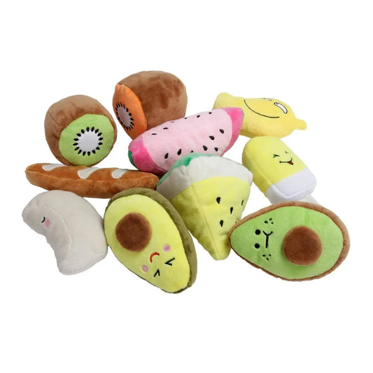 Puppy Dog Plush SqueakyToys for Small MediumDogs Fruit Kiwi AvocadoAggressive Chewers for PetCat Products PuppyAccessories