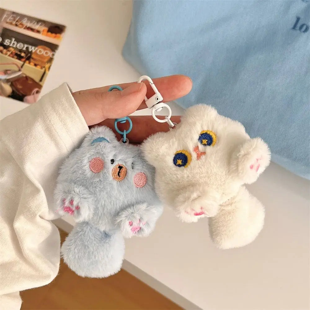 Bag Hanging Soft Cute Cat Plush Keychain Cartoon Stuffed Rabbit Doll Keyring Funny Lovely Animal Pendant with Tail Kids