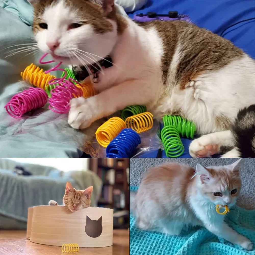 4/8pcs Pet Toys Colorful Cat Coil Toy Durable Plastic Spiral Spring Cat Toy Interactive Toy Activity Cats Hunting Exercise