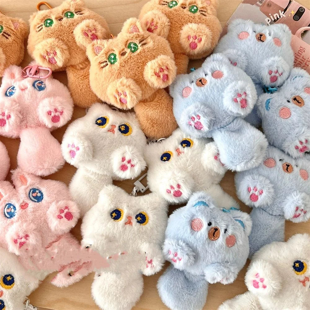 Bag Hanging Soft Cute Cat Plush Keychain Cartoon Stuffed Rabbit Doll Keyring Funny Lovely Animal Pendant with Tail Kids