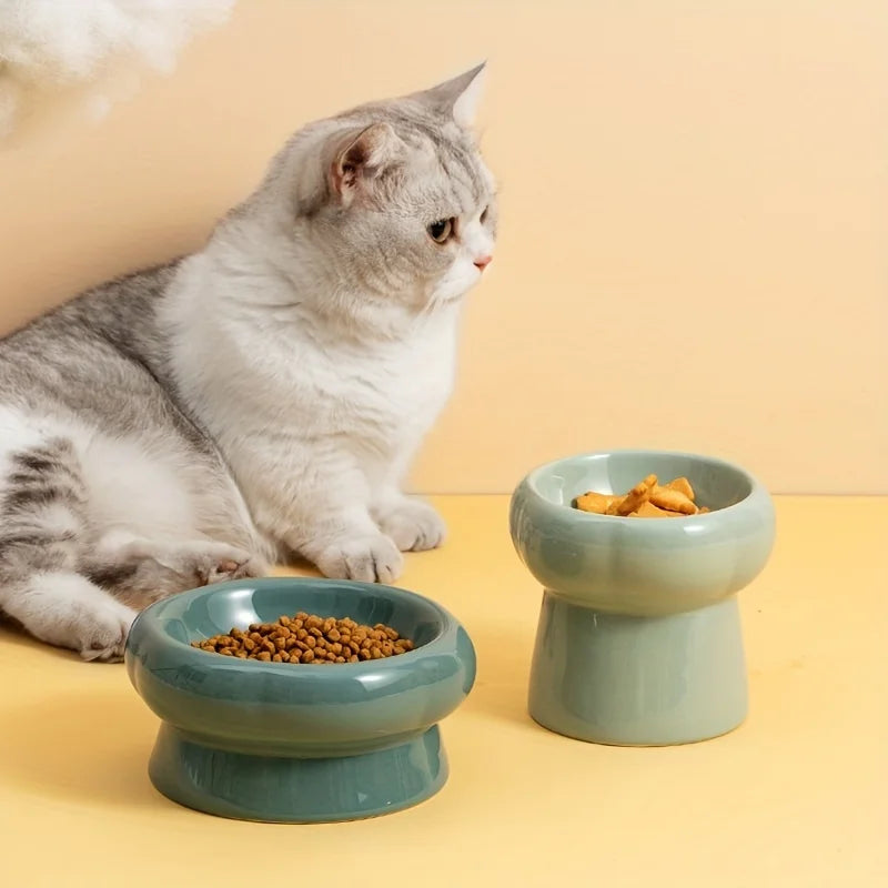 Ceramic Pet Bowls Cat High Foot Ceramics Bowls Dog Food Water Feeder Pet Drinking Eating Dishes Cats Puppy Elevated Feeding Bowl