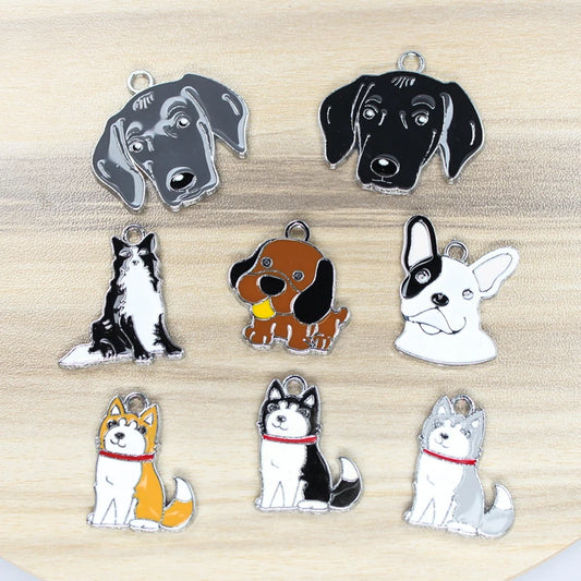 10pcs Weimaraner Enamel Dog Tags Pendant Hang Charms Dangle DIY Key Chain Pet Collar Handbag Bag Jewelry For Women Kids Gift