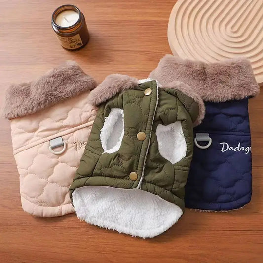 Waterproof Winter Pet Jacket Clothes Super Warm Small Dogs Clothing With Fur Collar Cotton Pet Outfits French Bulldog Coat Vest