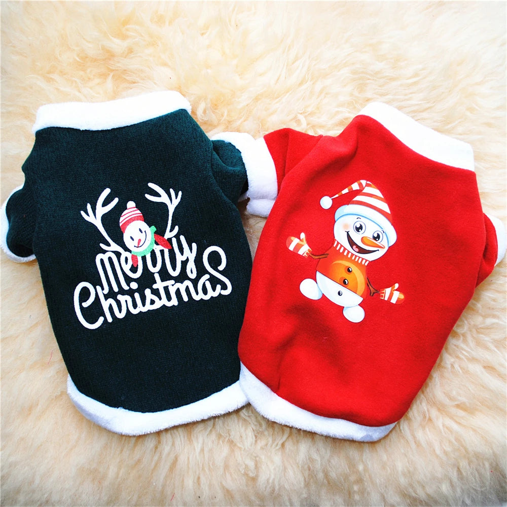 Christmas Costume Pet Dog Clothes Warm Polar Fleece Xmas Dog Clothing Cute Cat Puppy Round Neck Fleece Pullover Vest Winter Coat