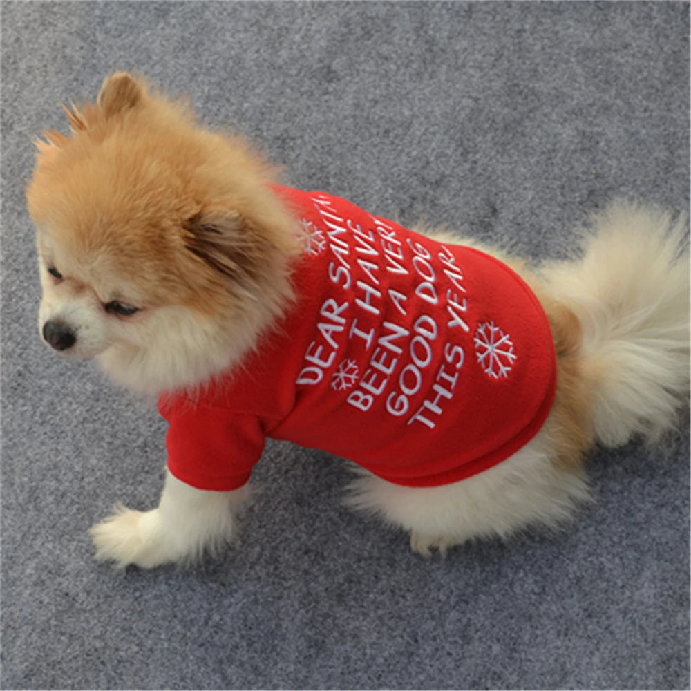 Christmas Costume Pet Dog Clothes Warm Polar Fleece Xmas Dog Clothing Cute Cat Puppy Round Neck Fleece Pullover Vest Winter Coat