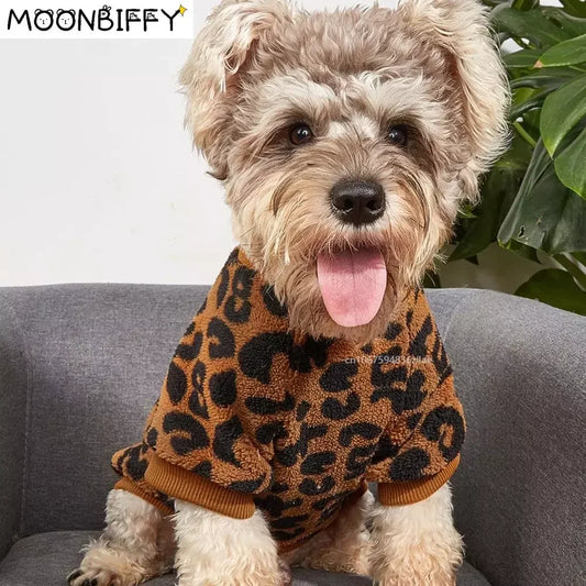 Puppy Pullover Dogs Pet Sweater Winter Leopard Print French Bulldog Winter Warm Sweater Pet Apparel Dog Clothing