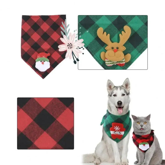 New Christmas Dogs Scarf Cartoon Gift Cat Triangle Towel Decoration Holiday Puppy Bandanas