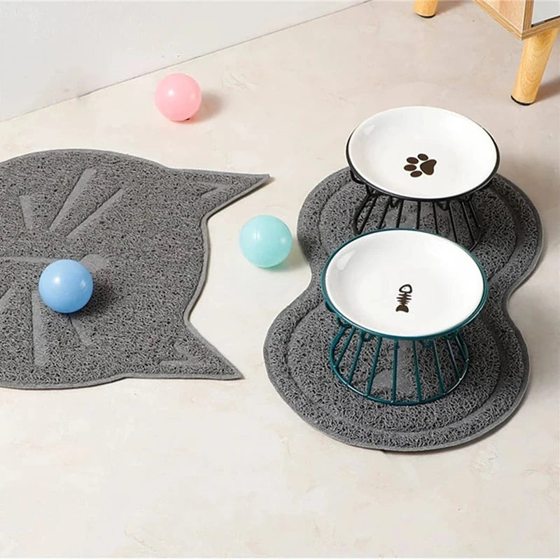 1PC Cat and Dog Bowl Pet Feeding Dish Metal Raised Stand Cat Food Bowl Water Feeder Cat Elevated Feeder Neck Pet Ceramic Bowl