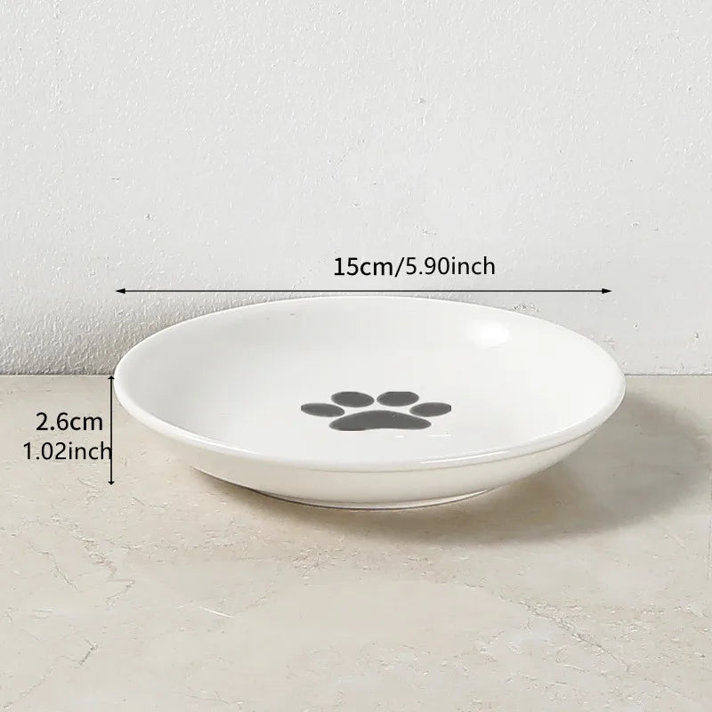 1PC Cat and Dog Bowl Pet Feeding Dish Metal Raised Stand Cat Food Bowl Water Feeder Cat Elevated Feeder Neck Pet Ceramic Bowl