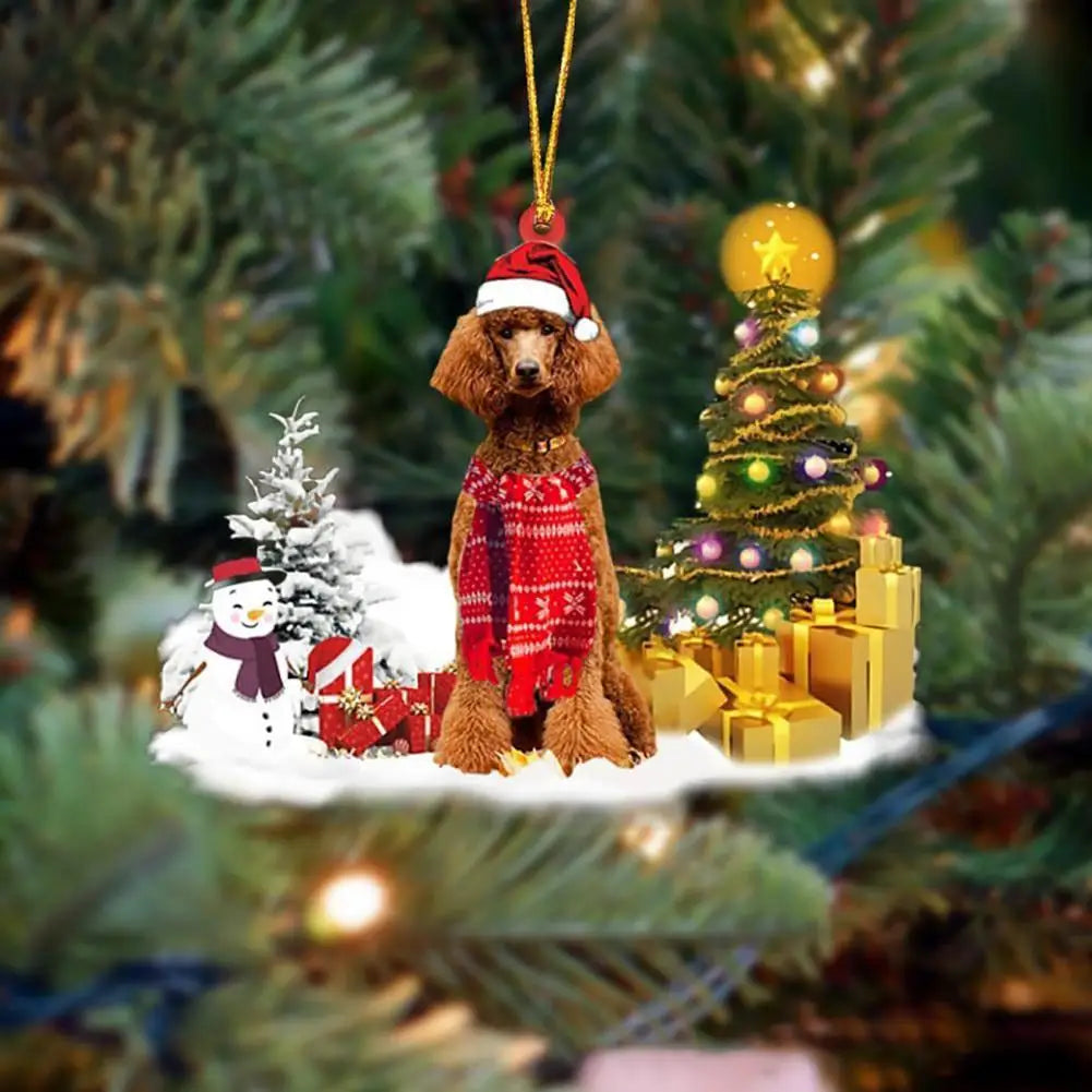 Acrylic Dog Pendant Christmas Tree Hanging Ornament Cat And Dog Xmas Car Decoration for Tree Mantel Decor