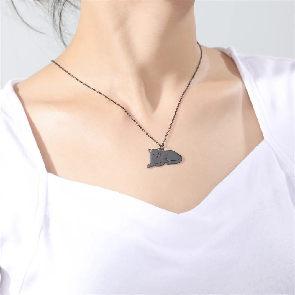 Cazador Cute Animal Cat Pendant Necklace for Women Girls Lovely Paw Choker Neck Chain Stainless Steel Jewelry Birthday Gift 2024